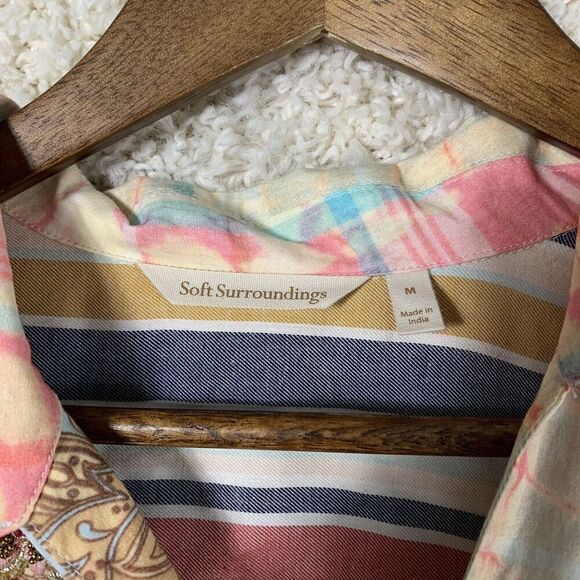 Soft Surroundings Multicolor Long Sleeve Button Down Shirt Women’s Size Medium - Picture 4 of 7